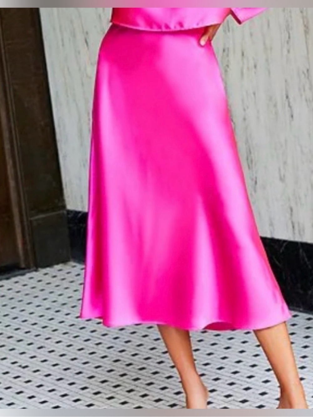 Antonio Melani blakely a-line midi hot bright pink satin skirt size 0